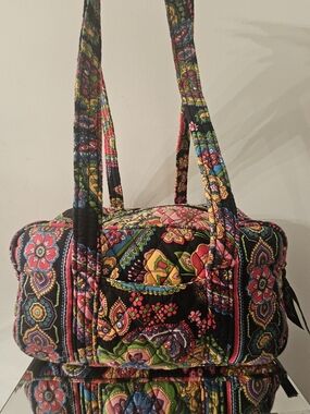 Vera Bradley Black Multicolor Quilted Tote Bag
